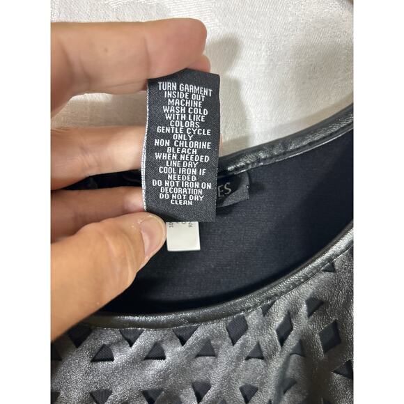 Catherines Dress 1X Black Label Midi Tank Faux Leather Trim Detain Zip - Picture 6 of 10